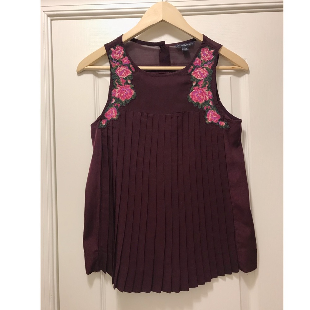 Maroon Embroidered Tank